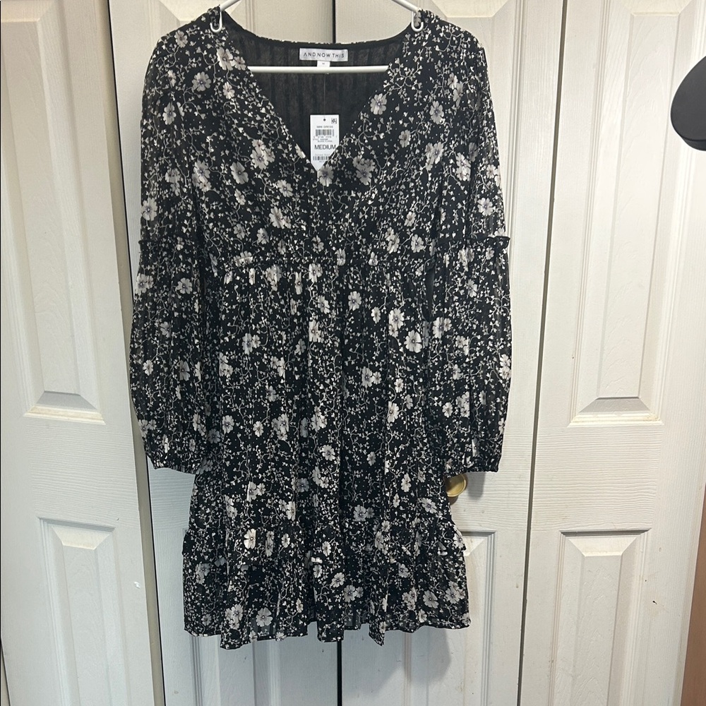 Floral Black Mini Dress